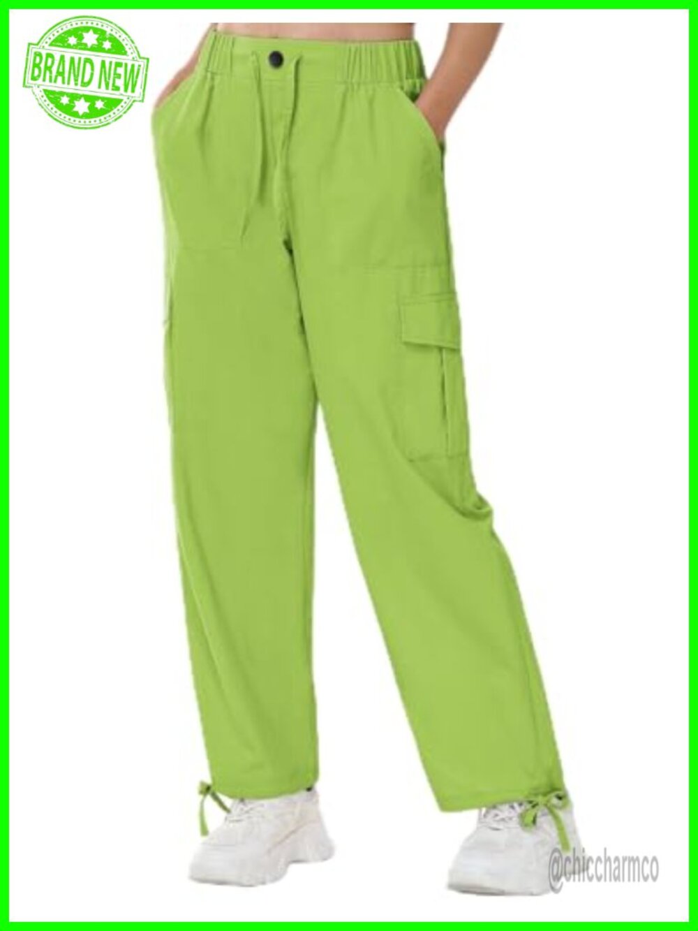 Cargo Joggers Parachute Y2K Pants Lightweight Hiking Travel Scrub Pants Elastic